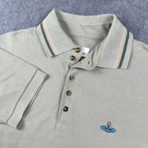 Vivienne Westwood Polo Shirt Mens Size Large Beige Short Sleeve Orb Logo